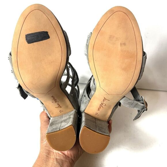 Sam Edelman Womens 7.5 M Gray Suede Studded Cage Ultra High Heel Sandal Open Toe - Picture 8 of 10